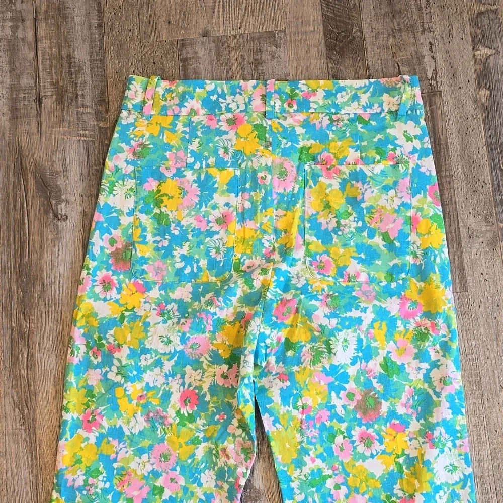 ZARA| Floral Printed‎ Linen Blend| Flare Trousers| Size 4​